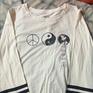 SO White Long Sleeve Kids Tee with Peace Symbols